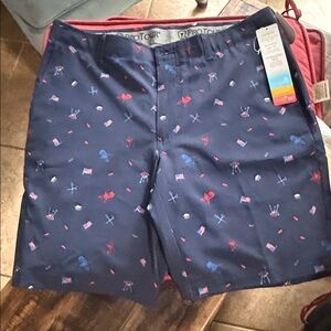 Pro Tour Navy Golf Shorts men’s size 34 with Patriotic Print 4th July